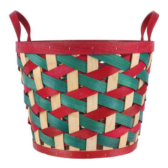11.5" Large Red and Green Woven Wood Chip Basket by Ashland®
